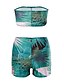رخيصةأون مايوهات بيكيني-أخضر M L XL هندسي, ملابس السباحة ثلاثة قطع قطعة واحدة أخضر أساسي نسائي