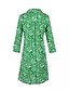 cheap Print Dresses-Women&#039;s A Line Dress Midi Dress Yellow Green Red 3/4 Length Sleeve Floral Print Spring &amp; Summer Shirt Collar Hot Holiday Beach Loose Oversized 2021 S M L XL XXL 3XL 4XL 5XL