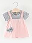 billige kjoler til jentebaby-Baby Jente Grunnleggende Stripet Fargeblokk Lapper Kortermet Ovenfor knéet Kjole Gul Rosa Lyseblå