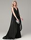 halpa Iltapuvut-Sheath / Column Special Occasion Dresses Chic &amp; Modern Dress Formal Evening Sweep / Brush Train Sleeveless V Neck Chiffon V Back with Sash / Ribbon 2024