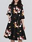 cheap Print Dresses-Women&#039;s A Line Dress Knee Length Dress Black Green Half Sleeve Floral Round Neck Elegant S M L XL XXL 3XL