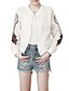 tanie Kurtki damskie-Women&#039;s Beach Basic Summer Short Jacket, Geometric Stand Long Sleeve Polyester Patchwork White / Slim