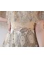 levne Večerní šaty-A-Line Elegant Vintage Inspired Formal Evening Dress Jewel Neck Short Sleeve Floor Length Tulle Sequined with Crystals Sequin Embroidery 2020