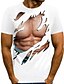 billiga T-shirts med 3D-tryck till herrar-Herr T-shirt Skjorta Grafisk Muskel Rund hals Mönster Blast Muskel Vit