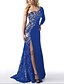 cheap Maxi Dresses-Women&#039;s Maxi Slim Swing Dress Lace Split One Shoulder One Shoulder Spring Black Wine Blue S M L XL