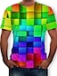 preiswerte Geometrical-Herren T Shirt Graphic Geometrisch 3D Rundhalsausschnitt Purpur Grün Regenbogen Casual Täglich Kurzarm Bedruckt Bekleidung