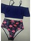 cheap Bikinis-Women&#039;s Bikini Swimsuit Floral Swimwear Bathing Suits Light Blue White Black