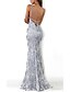 cheap Prom Dresses-Mermaid / Trumpet Sparkle Prom Formal Evening Dress V Neck Sleeveless Floor Length Crepe Sequined with Crystals Sequin 2020