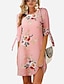 cheap Print Dresses-Fashion A Line Dresses Women&#039;s Street chic Elegant Shift Dress - Floral Gray Wine Khaki XXXL XXXXL XXXXXL