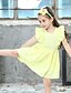 tanie Sukienki-Dzieci Dla dziewczynek Podstawowy Solidne kolory Z marszczeniami Krótki rękaw Do kolan Poliester Sukienka Żółty