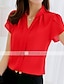 cheap Women&#039;s Blouses &amp; Shirts-Women&#039;s Shirt Blouse White Pink Red Plain Short Sleeve Work Casual Basic Elegant V Neck Regular Slim S