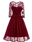 cheap Vintage Dresses-Women&#039;s Sheath Dress Chiffon Long Sleeve Floral Lace Cut Out Ruffle Chiffon Wine Black Purple Navy Blue M L XL XXL / Maxi / Pleated