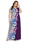 tanie Sukienki w rozmiarach plus-Women&#039;s Vintage Elegant Shift Dress - Floral Print Purple XL XXL XXXL