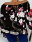 abordables T-shirts Femme-Tee-shirt Grandes Tailles Femme, Fleur Imprimé Sortie Chic de Rue Epaules Dénudées Rose Claire