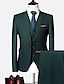 tanie Garnitury-Czarne/zielone/niebieskie męskie garnitury ślubne powrót do domu formalna odzież biznesowa do pracy garnitury 3-częściowe jednokolorowe szczytowe standardowe dopasowanie jednorzędowe dwa guziki 2024