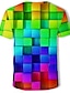 preiswerte Geometrical-Herren T Shirt Graphic Geometrisch 3D Rundhalsausschnitt Purpur Grün Regenbogen Casual Täglich Kurzarm Bedruckt Bekleidung