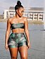 cheap Bikinis-Women&#039;s Basic Green Bandeau Boy Leg Tankini Swimwear - Geometric M L XL Green