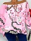 abordables T-shirts Femme-Tee-shirt Grandes Tailles Femme, Fleur Imprimé Sortie Chic de Rue Epaules Dénudées Rose Claire