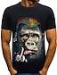 billige T-skjorter med 3D-trykk til herrer-Herre T skjorte Grafisk Dyr Trykt mønster Topper Svart Blå