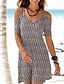 cheap Women&#039;s Dresses-Women&#039;s Basic Slim A Line Dress - Striped U Neck White S M L XL
