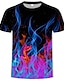 billige T-skjorter med 3D-trykk til herrer-Herre 3D Grafisk T-skjorte Trykt mønster Kortermet Fritid / hverdag Topper Grunnleggende Gatemote Rund hals Svart