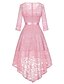 cheap Cocktail Dresses-A-Line Elegant Vintage Inspired Homecoming Prom Dress Jewel Neck 3/4 Length Sleeve Asymmetrical Ankle Length Lace with Sash / Ribbon 2020