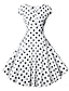 halpa Pallomekot-naisten vintage -linjainen mekko polvipituinen mekko valkoinen musta vaaleansininen lyhythihainen pilkku tuloste kevät kesä v kaula 1950 -luvun kuuma juhla -lomavyö ei sisälly 2021 s m l xxl