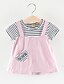 billige kjoler til jentebaby-Baby Jente Grunnleggende Stripet Fargeblokk Lapper Kortermet Ovenfor knéet Kjole Gul Rosa Lyseblå