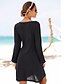 abordables Mini Dresses-Women&#039;s Shift Dress White Black Blushing Pink Long Sleeve Solid Color Hollow Out Chiffon Round Neck Casual Holiday Going out Beach S M L XL XXL / Mini