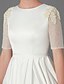 Χαμηλού Κόστους Νυφικά Φορέματα-Αίθουσα Φορεματα για γαμο Γραμμή Α Με Κόσμημα Μισό μανίκι Μακρύ Σατέν Νυφικά φορέματα Με Ζώνη / Κορδέλα Κουμπί Καλοκαίρι 2023 Γαμήλιο Πάρτυ, Γυναικεία Ρούχα