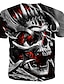 preiswerte Schädel &amp; Knochen-Herren T Shirt Halloween-Shirt Graphic Totenkopf Motiv 3D Rundhalsausschnitt Schwarz Blau Hellgrau Dunkelgray Grau 3D-Druck Übergröße Casual Täglich Kurzarm Bedruckt Bekleidung