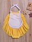 cheap Swimwear-Kids Girls&#039; Active Cute Solid Colored Backless Lace up Sleeveless Swimwear Yellow