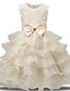 cheap Pageant Dresses-Wedding Christmas Princess Flower Girl Dresses Jewel Neck Medium Length Lace Tulle Spring Summer with Bows Belt Cute Girls&#039; Party Dress Fit 3-16 Years