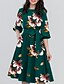 cheap Print Dresses-Women&#039;s A Line Dress Knee Length Dress Black Green Half Sleeve Floral Round Neck Elegant S M L XL XXL 3XL