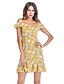 cheap Print Dresses-Women&#039;s Off Shoulder Daily Basic Slim Sheath Dress - Floral Strap Summer Yellow Navy Blue Red M L XL