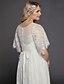 cheap Wedding Dresses-Hall Boho Wedding Dresses Floor Length A-Line Half Sleeve Illusion Neck Lace With Beading 2023 Bridal Gowns