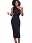 cheap Party Dresses-Women&#039;s Bodycon Sleeveless Solid Colored Ruffle Fashion One Shoulder Spring Summer One Shoulder Basic Slim Black Blue Red S M L XL