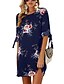 cheap Print Dresses-Fashion A Line Dresses Women&#039;s Street chic Elegant Shift Dress - Floral Gray Wine Khaki XXXL XXXXL XXXXXL
