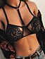 cheap Bras-Women&#039;s Bra Wireless Strapped Padless Lace Open Cup Solid Colored Sexy Halter Neck Micro-elastic Black