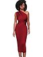 cheap Party Dresses-Women&#039;s Bodycon Sleeveless Solid Colored Ruffle Fashion One Shoulder Spring Summer One Shoulder Basic Slim Black Blue Red S M L XL