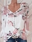 cheap Women&#039;s Blouses &amp; Shirts-Women&#039;s Boho Shirt Henley Shirt Blouse Floral Print Flower Casual Holiday Going out Button Print White Long Sleeve Elegant Ladies Casual V Neck Spring Fall
