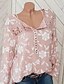 cheap Plus Size Blouses&amp;Shirts-Women&#039;s Blouse Floral Plus Size Shirt Collar Daily Going out Lace Long Sleeve Tops Streetwear Blue Black Pink