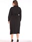 abordables Robes Grandes Tailles-Femme Grande Taille Robe Trapèze manche longue Elégant Bloc de couleur Col de Chemise Noir XL XXL 3XL 4XL