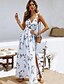 cheap Maxi Dresses-Fashion Chiffon Sundresses Women‘s Basic Sheath Sundress - Floral Blue Pink Navy Blue M L XL