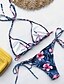 رخيصةأون مايوهات بيكيني-نسائي مثلث رياضي أساسي بيكيني ملابس السباحة بدون ظهر طباعة ورد ملابس السباحة بدلة سباحة أسود أصفر