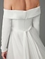 cheap Wedding Dresses-Engagement Formal Wedding Dresses Chapel Train A-Line Long Sleeve Off Shoulder Chiffon With Criss Cross 2023 Bridal Gowns