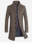 cheap Men&#039;s Outerwear-Men&#039;s Trench Coat Overcoat Long Normal Coat Black Gray Wine Camel Navy Blue Daily Basic Essential Single Breasted One-button Fall Stand Collar Regular Fit M L XL XXL 3XL 4XL / Wool / Long Sleeve