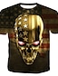 cheap Men&#039;s 3D T-shirts-Men&#039;s T shirt Tee 1950s Graphic Patterned 3D Skull Round Neck Print Clothing Clothes 1950s Gold