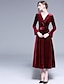 abordables Robes de demoiselle d&#039;honneur-Trapèze Col en V Midi Velours Robe de Demoiselle d&#039;Honneur  avec Ruché