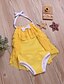 cheap Swimwear-Kids Girls&#039; Active Cute Solid Colored Backless Lace up Sleeveless Swimwear Yellow